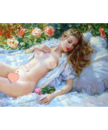 woman in summer park Oil Painting Giclee art Printed on Canvas - £6.88 GBP+