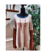 Time &amp; Tru Women Beige &amp; Blue Round Neck Long Sleeve Super Soft Sweater ... - $472.17 MXN