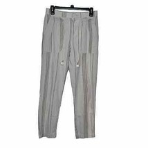 Anthropologie Women Pants Striped Linen Pull On Pockets Tassel Tie Boho ... - £12.68 GBP