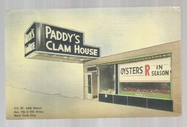 Vintage Postcard Paddy&#39;s Clam House, Inc, New York 1940&#39;s Used  - £3.98 GBP