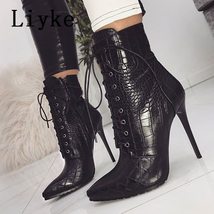 New Fashion Cross Lace-Up Black Ankle Chelsea Boots Women Sexy Pointed Toe Zip P - £55.13 GBP