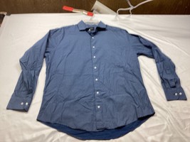Nordstrom Shirt Mens 16 1/2 34-35 Blue Button Up Long Sleeve Trim Fit - $12.13