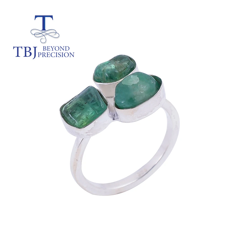 Unique Natural Emerald handmade Ring,simple design rough gemstone pure 925 sterl - £72.26 GBP