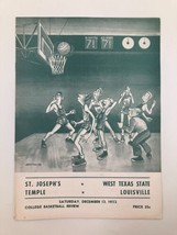 VTG December 13 1952 St. Joseph&#39;s Temple vs West Texas State College Basketball - £11.36 GBP