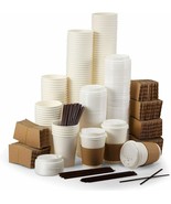 (150 Sets) 100 Pieces 12oz Pure White Paper Coffee Cups 50 Pieces 16oz P... - £34.41 GBP