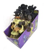 Vtg Gemmy Animated Halloween Skull Black Roses Death March Music Flower ... - $31.67