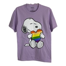 Snoopy Peanuts Womens Tee Shirt Size Small Purple Gay Pride Rainbow NEW - £24.77 GBP