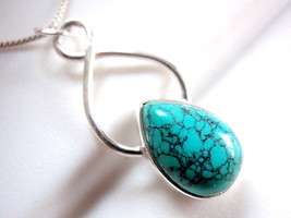 Turquoise Necklace 925 Sterling Silver Infinity Hoop Signifies Endless Love New - £16.04 GBP