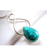 Turquoise Necklace 925 Sterling Silver Infinity Hoop Signifies Endless L... - £15.53 GBP