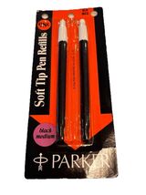 RARE Parker Soft Tip Pen Refills Collectible NEW IN PACKAGING Black Medium - $28.49