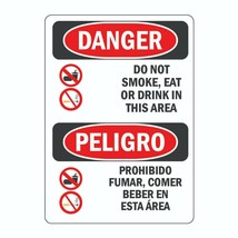 Do Not Smoke, Eat or Drink In This Area Sign Decal Sticker English and Spanish - £4.78 GBP+