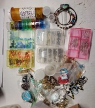 Crafting Beads Finds Pendents Random Jewelry Junk Drawer Lot Over 3 Pounds - £15.56 GBP