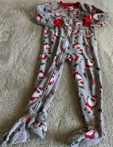 Just One You Boys Gray Red Santa Reindeer Christmas Fleece Long Sleeve Pajamas 4 - £5.87 GBP