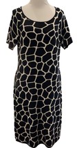 Talbots Animal Print Dress Womens M Black Cream Giraffe Tight Knit Short... - $40.64 CAD