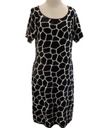 Talbots Animal Print Dress Womens M Black Cream Giraffe Tight Knit Short... - $565.19 MXN
