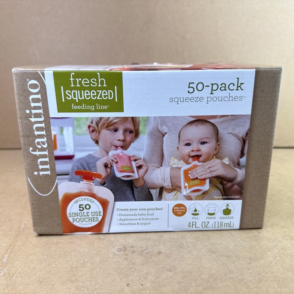 Infantino Fresh Squeezed Squeeze Pouches 50ct 4floz Feeding Pouch New - $9.99