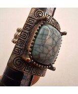 Silvertone blue howlite stone adjustable Elastic ring - €19,54 EUR