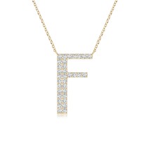 ANGARA Lab-Grown 0.2 Ct Diamond Capital &quot;F&quot; Initial Pendant Necklace in 14K Gold - £440.15 GBP