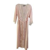 Lauren Ralph Lauren Pink Satin Lace Trimmed Long Robe Womens Medium - £31.16 GBP