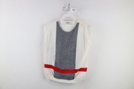 Vintage 90s Streetwear Womens Size Medium Striped Cotton Knit Sweater Vest USA - £27.65 GBP