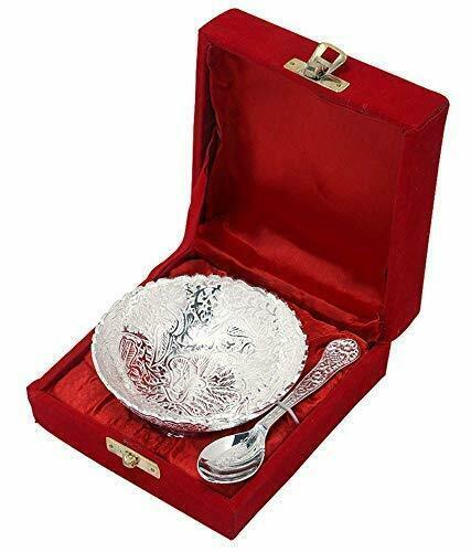 Rastogi Handicrafts Silver Plated Bowl Set with Spoon. - $23.47