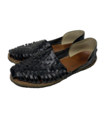 Toms Women&#39;s Leather Basket Weave Slip On Black Shoes Sz 9 - $373.88 MXN