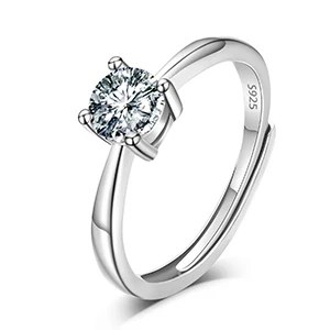 0.5CT 1CT Round Cut Moissanite Wedding Ring For Women 925 Sterling Silver Resiza - £45.55 GBP