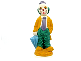 Vintage 8&quot; Ceramic Clown Figurine Statue Collectible - £7.78 GBP