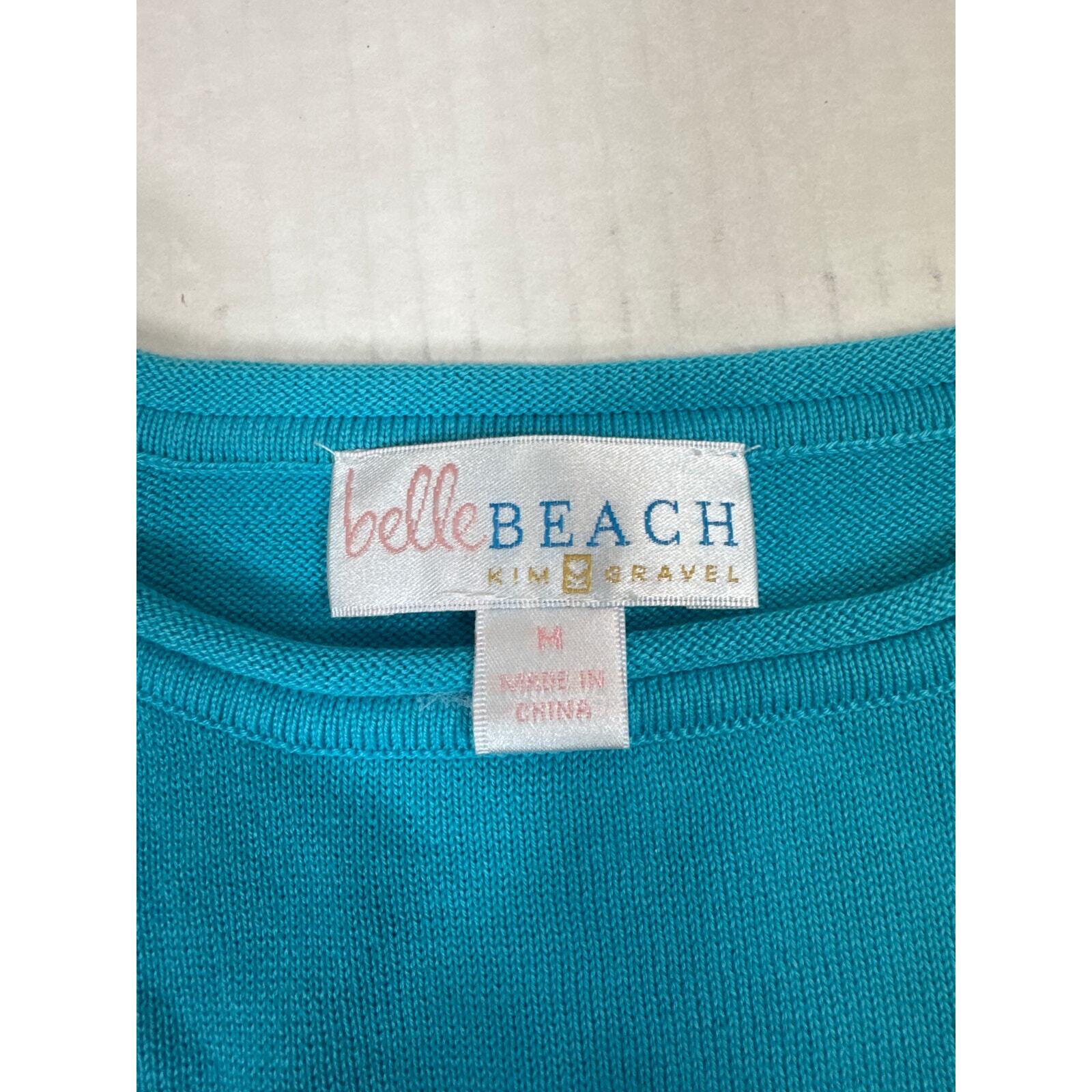 Belle Beach by Kim Gravel Palm Sweater Scuba Blue Womens Size Medium Item image 5