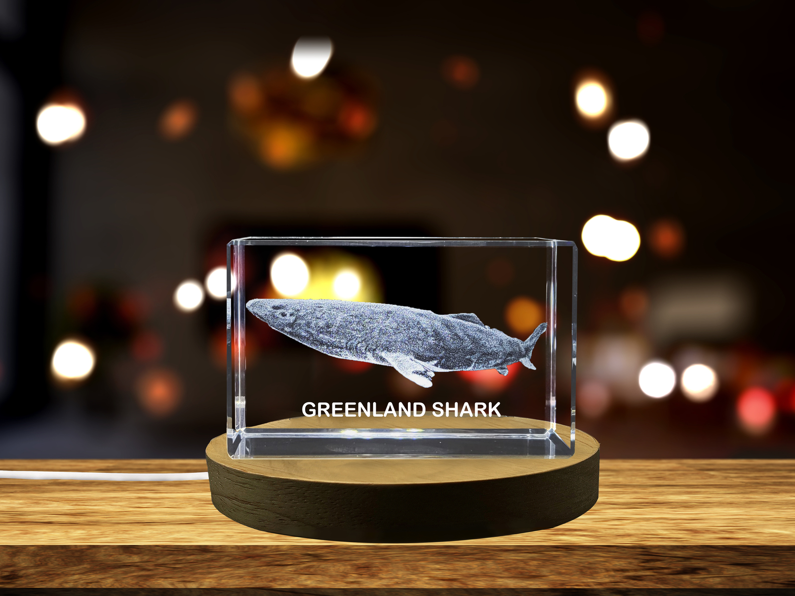 LED Base included | Captivating 3D Engraved Crystal | Greenland Shark