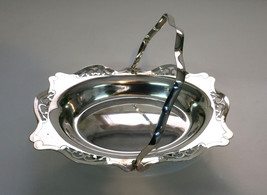 Vintage Silver Plated Basket w/ Handle Made in ENGLAND, E.P.N.S Hard Sol... - £12.09 GBP