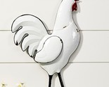 Rooster Wall Plaque 25&quot; High Metal White with Red Details Rustic Farmhouse - $79.19