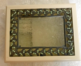 Vintage Jewelry Box with Glass and Metal Inlaid Top - $9.50