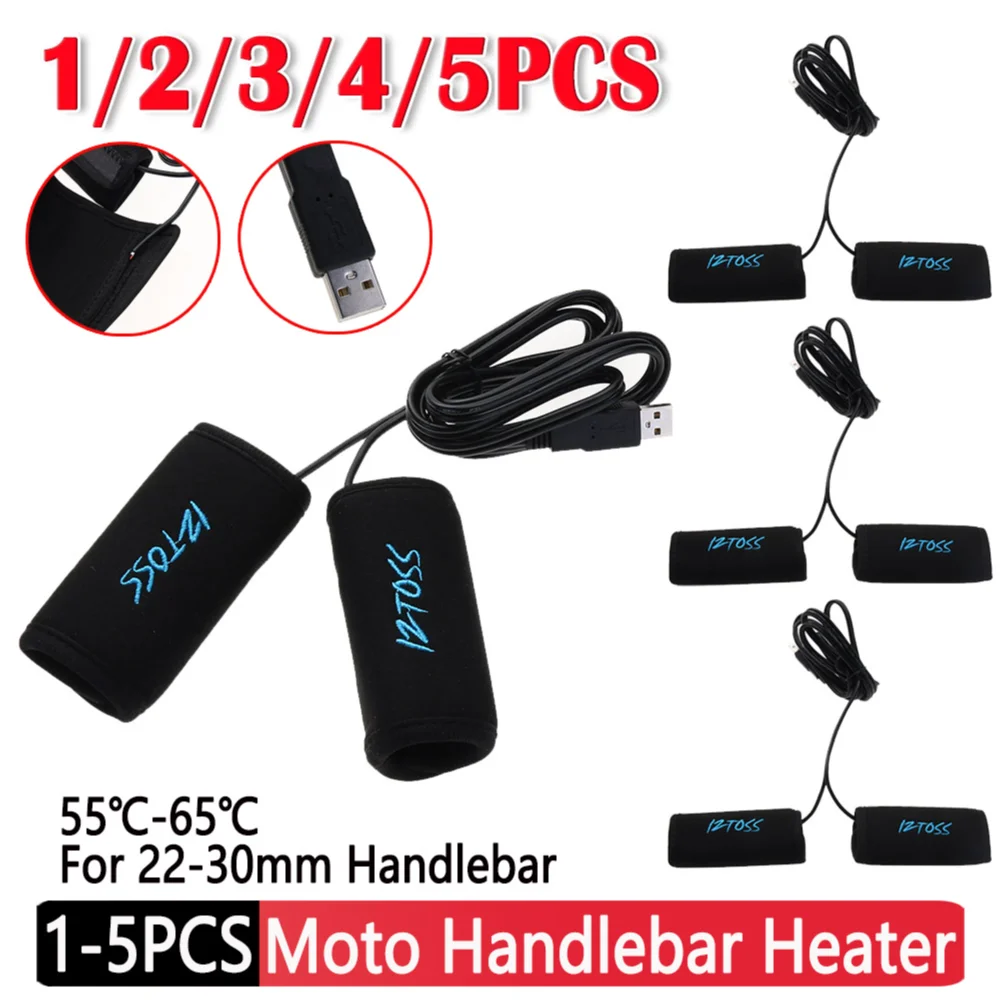 1-5Pairs 7/8&quot; Motorcycle USB Electric Hot Heated Grips Handle Handlebar Warmer - £11.99 GBP