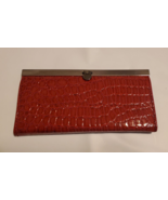 I Squared Tab Lock Long Wallet Red Alligator Print Rectangle CC Holder New - $13.54