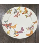 Mackenzie Childs Enamel on Metal Butterfly Garden White Charger Plate 12... - $121.84 CAD