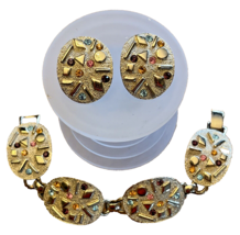 Vintage Sarah Coventry Sultana Confetti Paint Palate Clip Earrings Brace... - £39.29 GBP