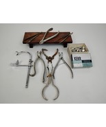 8 Antique Dental Extraction Tools Pliers  1 Box Temp Crown Shells Clev-Dent - $197.99