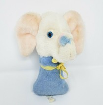 6" Vintage Eden Toys Baby White & Blue Elephant Rattle Ball Stuffed Animal Plush - £29.14 GBP