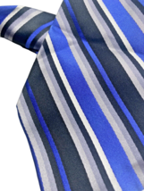 Pierre Cardin Tie 100% Silk Blue White Navy Gray Stripe Career Wedding G... - $18.49