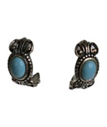 Avon NV Vintage Sterling Silver Blue Stone Half Hoop Earrings 1&quot; - $566.61 MXN