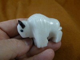 (Y-BUF-454) 2&quot; White Alabaster + onyx BUFFALO bison gemstone gem figurin... - £16.59 GBP