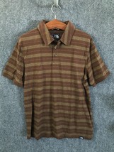 The Noth Face Polo Shirt Men&#39;s Size M Brown Short Sleeve Striped NWT - £10.38 GBP