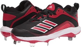 Adidas Men&#39;s Icon 6 Bounce Metal Baseball Cleats FV9348 Red Black Size 8.5 NWT - £68.35 GBP