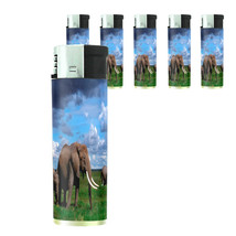 Butane Electronic Lighter Set of 5 Elephant Design-002 Custom Nature - £12.62 GBP