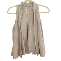 Free People Khaki Linen Blend Open Front Vest Small - £36.43 GBP