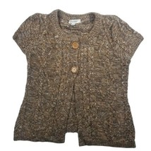 Dressbarn Womens Small Silk Blend Cable knit Brown Cardigan Short Sleeve Soft - £3.73 GBP