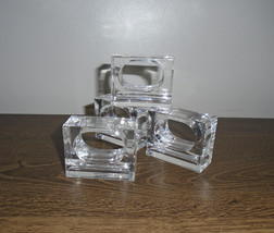 Two&#39;s Company Napkin Rings Clear Acrylic With Bud Vase Set of Four - $19.80