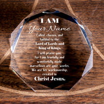 Called Chosen in Christ&#39;s Workmanship Octagonal Crystal Puck Personalized Christ - £44.30 GBP