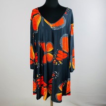 Lily By Firmiana  Colorful Butterfly Print Women&#39;s 4XL V-Neck Tunic Top - £23.92 GBP